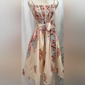 Floral Midi Dress - Pink and Cream